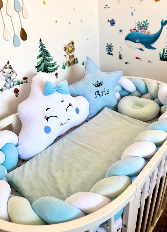 Set complet pentru pătuț în culori pastelate