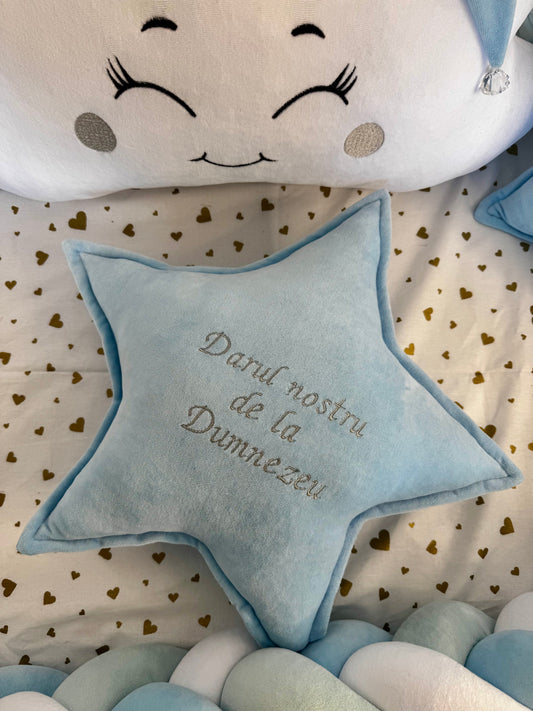 Set decorativo per culla con cuscini personalizzati e protezione intrecciata