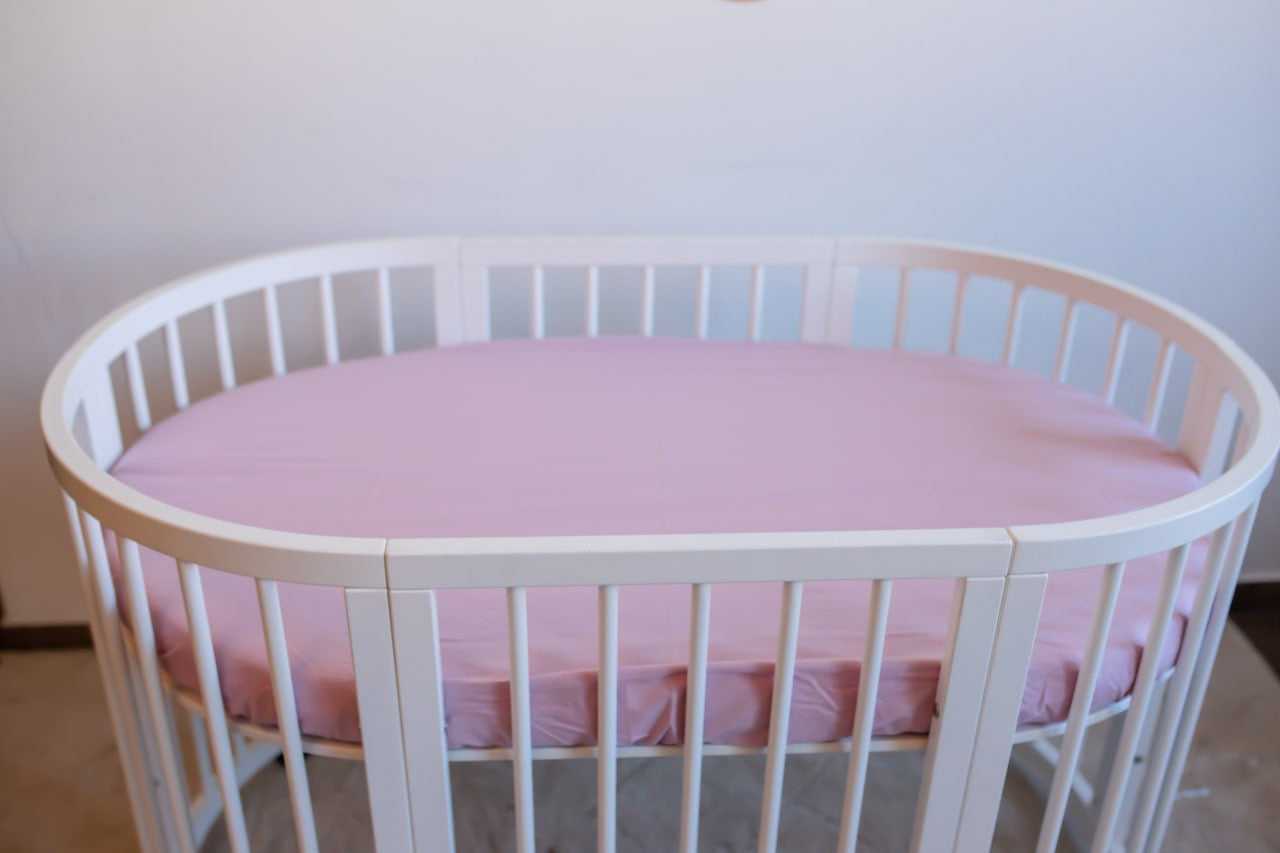 Lenzuolo ovale per culla rosa antico 125x75 cm/Cotone-Ranforce rosa antico