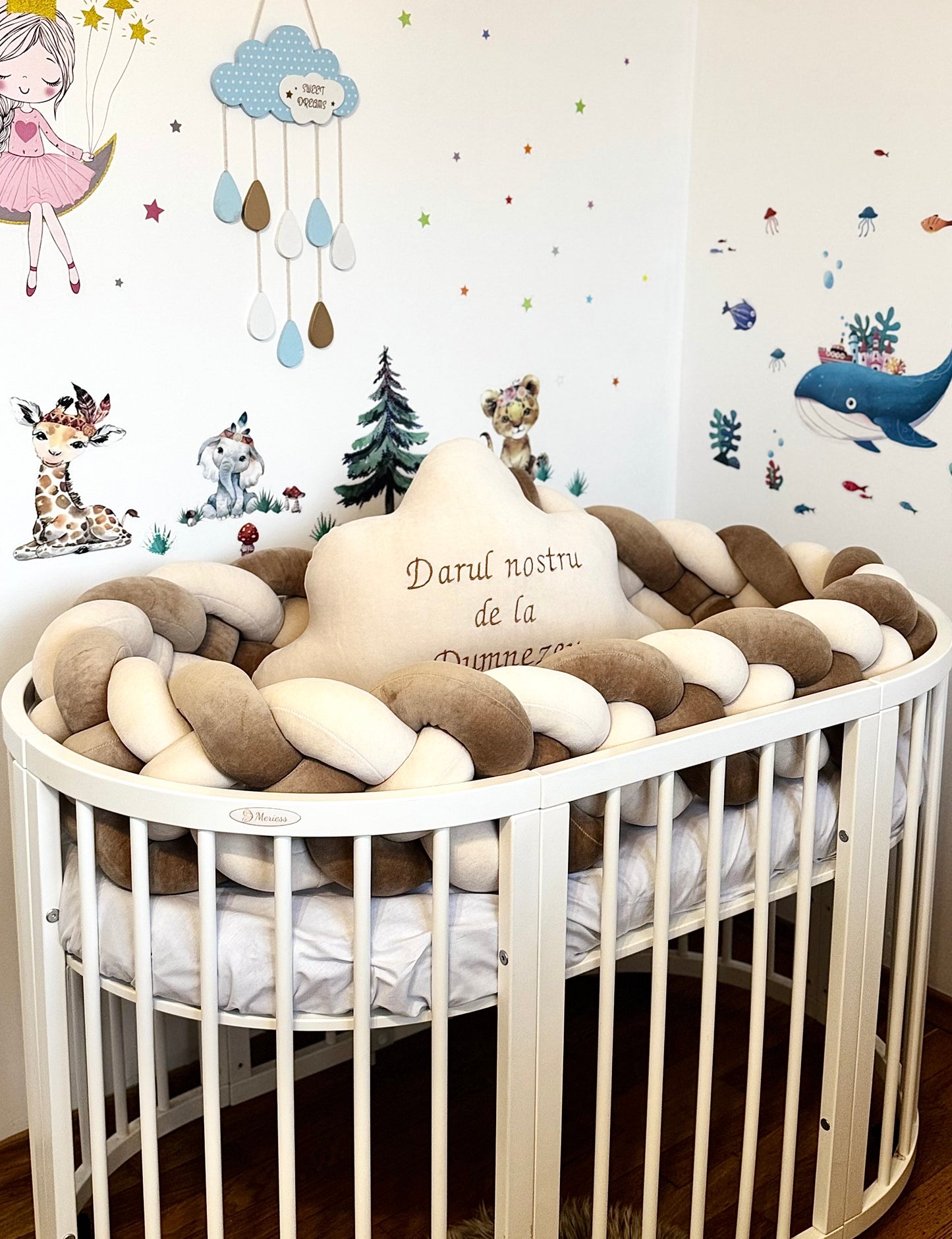 Protecție împletită 350cm x 20 cm cu Bej deschis și Maro