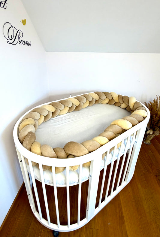 Protecție împletită pentru pătuț – 350 cm maro+bej