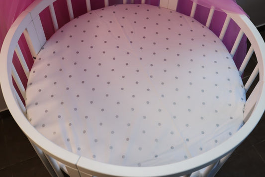 Cerceaf rotund cu buline gri / cerceaf 75x75 / cerceaf pentru bebeluș