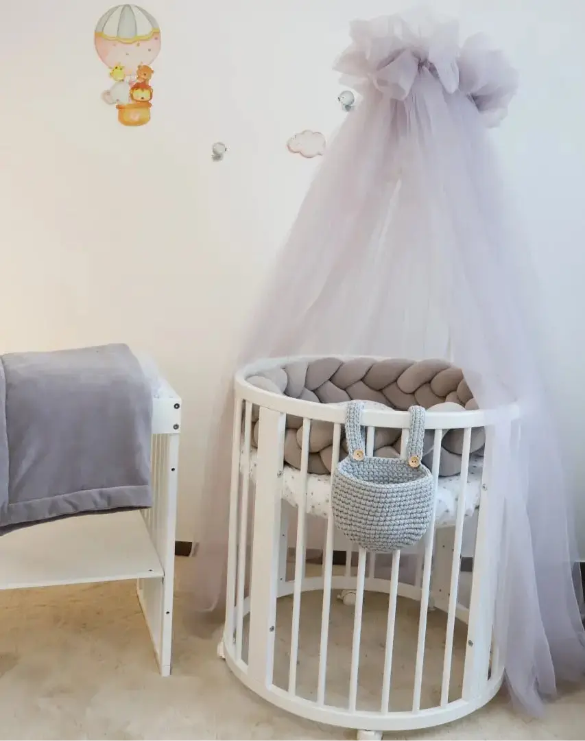 Set lenjerii pătuț bebe Gri / Apărătoare pătuț Meriess