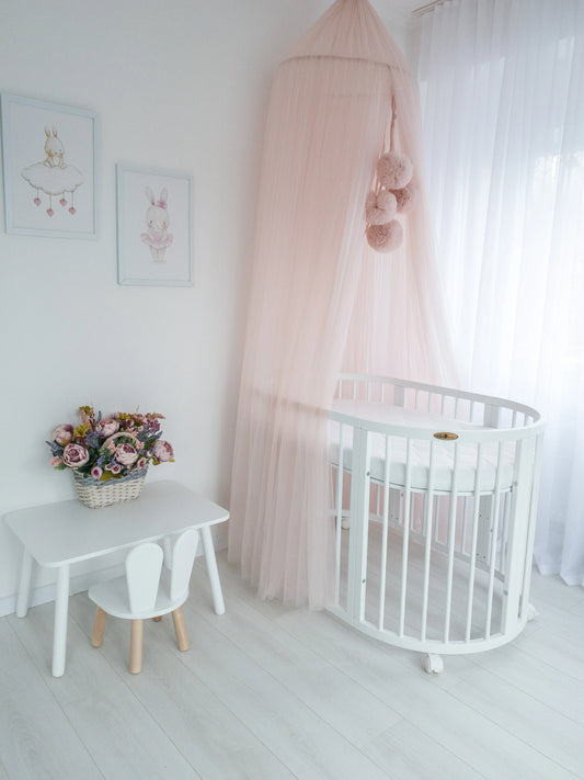 Patut oval Royal Sleep 9 in 1 Alb - Meriess - Descoperă la Meriess o selecție premium de lenjerie de pat pentru bebeluși, pătuțuri multifuncționale, accesorii esențiale și cadouri speciale. Calitate garantată și livrare internațională. Suport 24/7 pentru toți părinții!