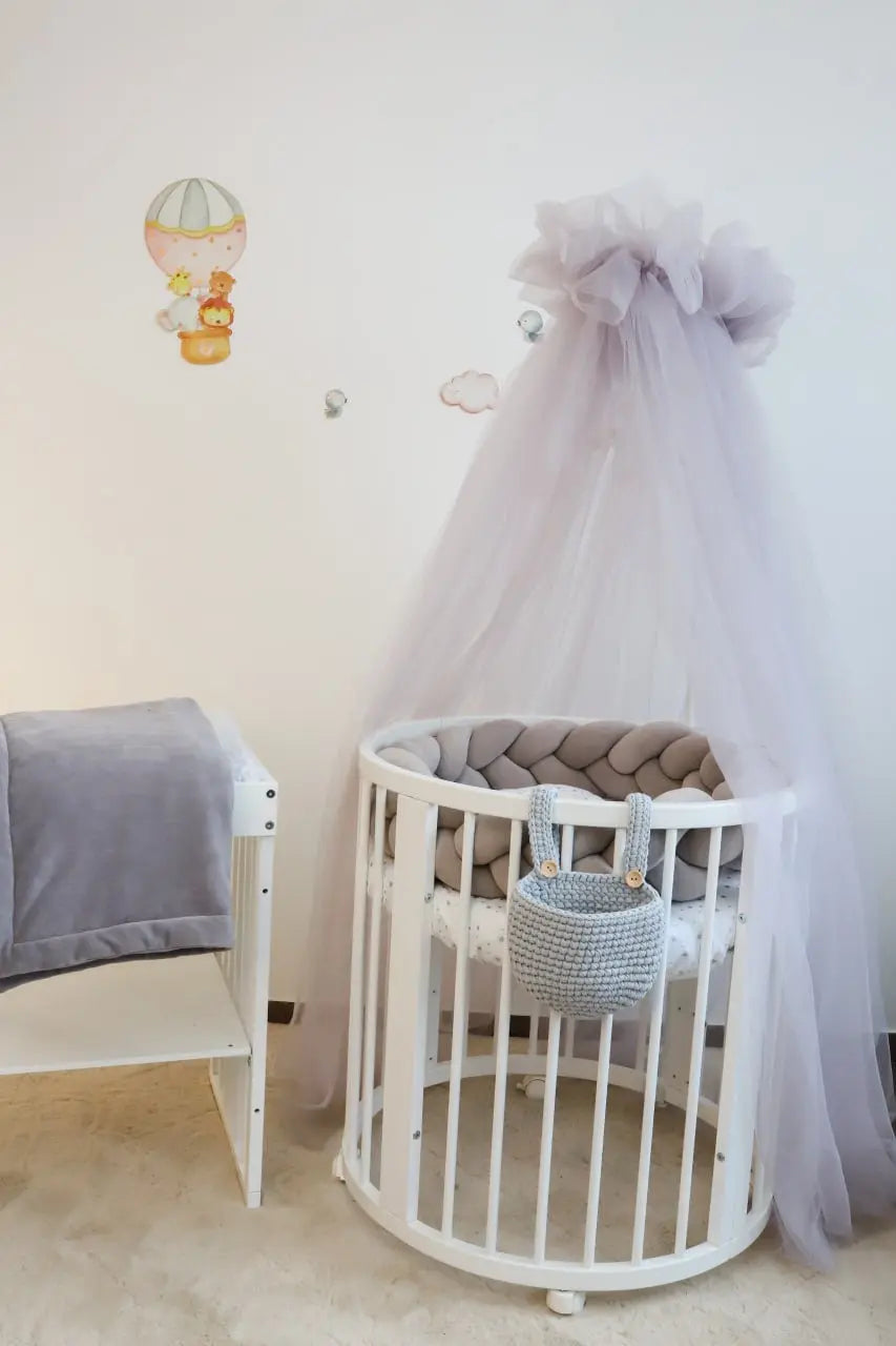 Set lenjerie pătuț bebe / lenjerie gri pătuț bebe / Gri elegant Meriess