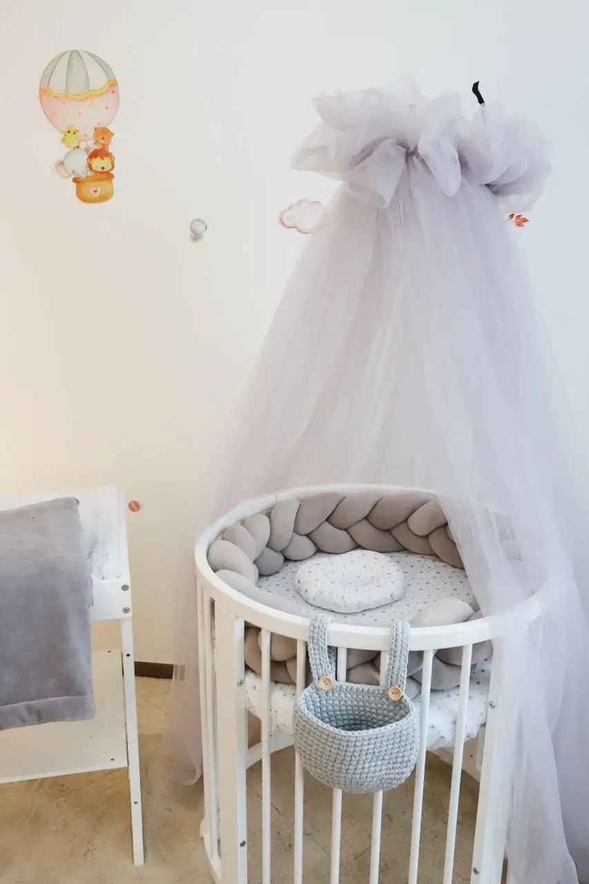 Set lenjerie pătuț bebe / lenjerie gri pătuț bebe / Gri elegant Meriess