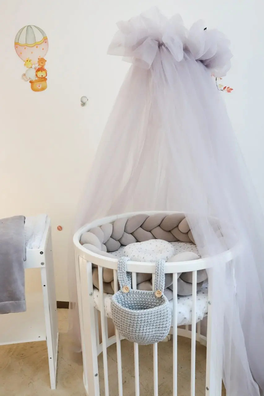 Set lenjerie pătuț bebe / lenjerie gri pătuț bebe / Gri elegant Meriess