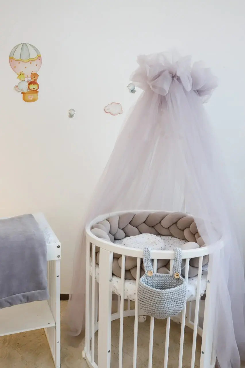 Set lenjerie pătuț bebe / lenjerie gri pătuț bebe / Gri elegant Meriess