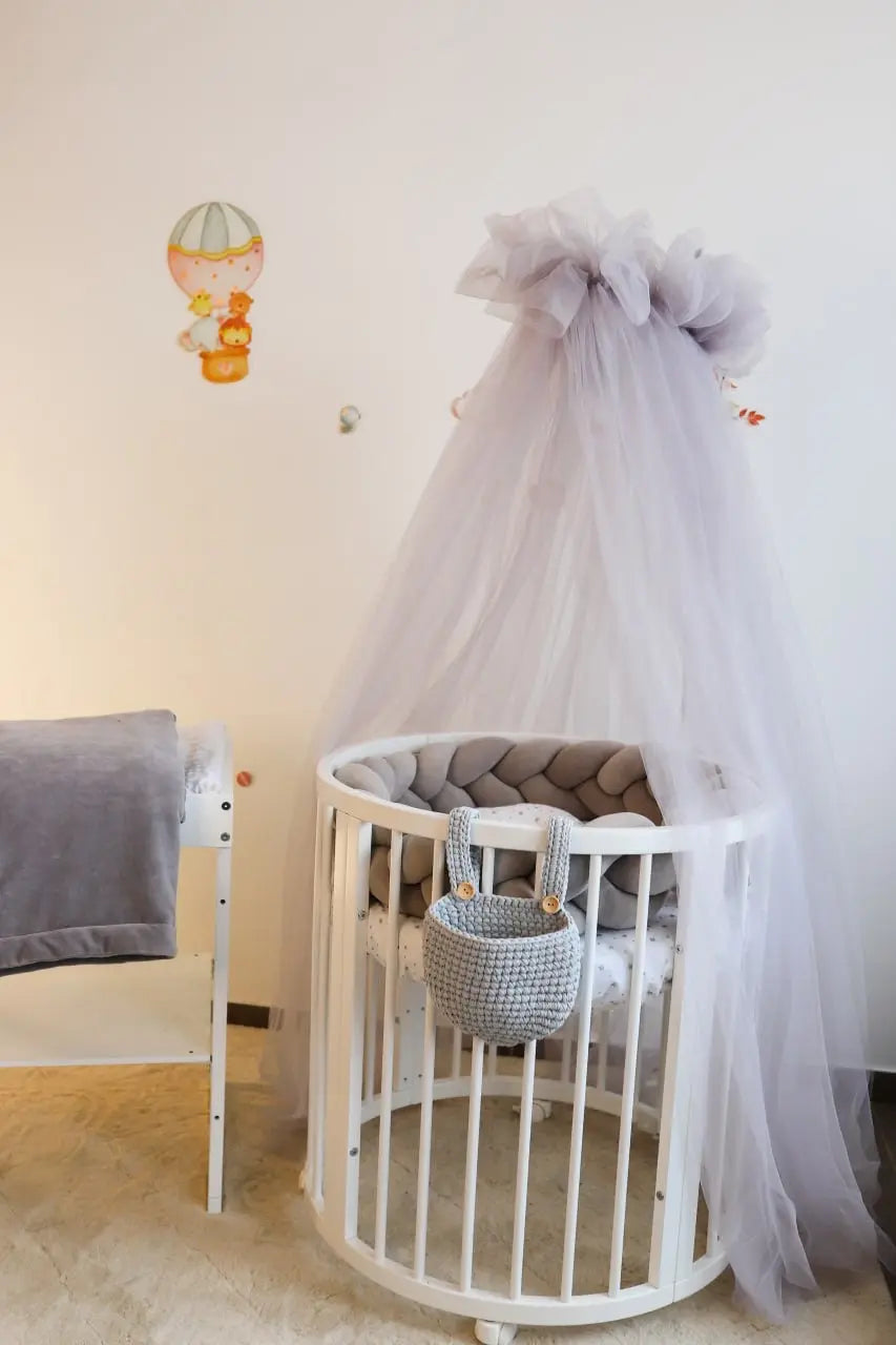 Set lenjerie pătuț bebe / lenjerie gri pătuț bebe / Gri elegant Meriess