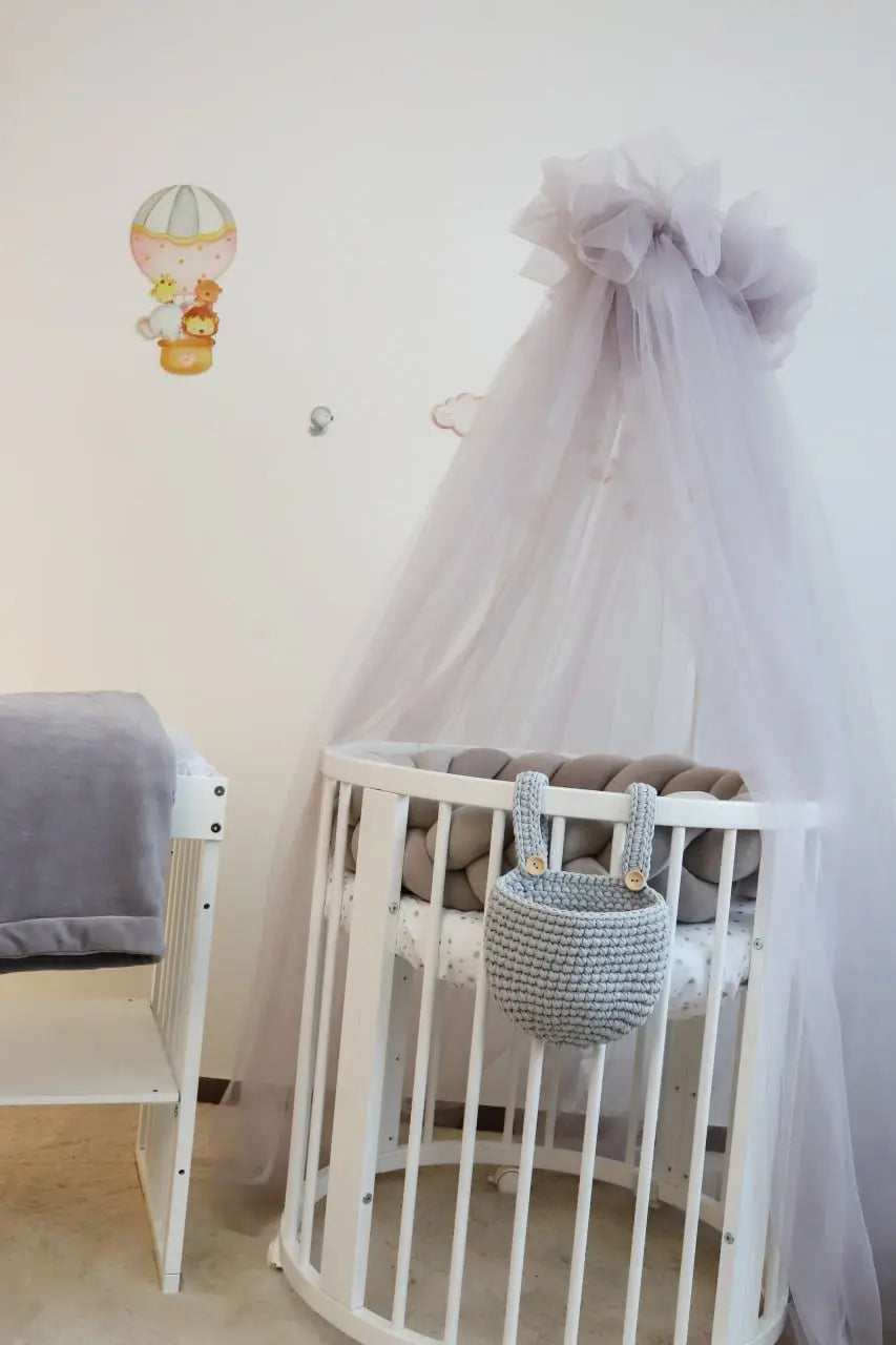 Set lenjerie pătuț bebe / lenjerie gri pătuț bebe / Gri elegant Meriess