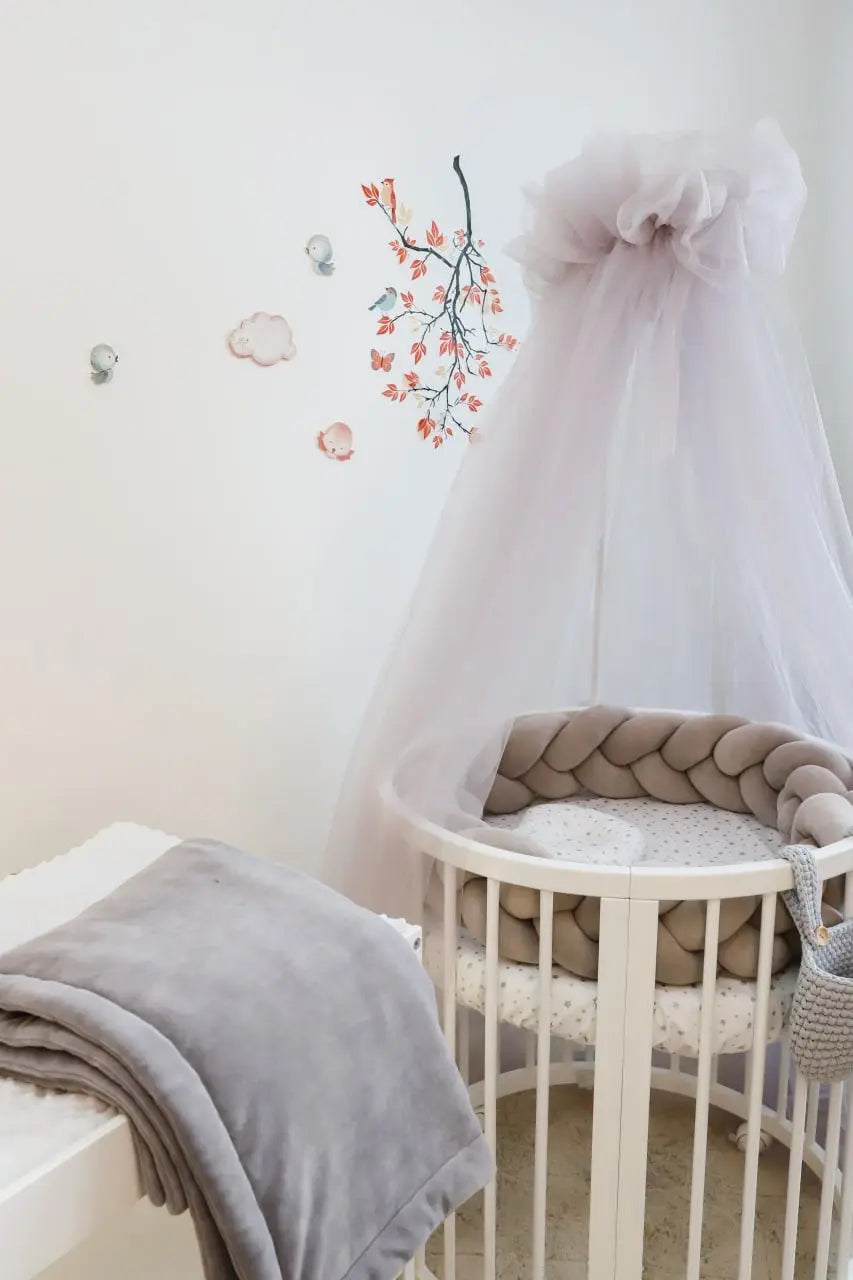 Set lenjerie pătuț bebe / lenjerie gri pătuț bebe / Gri elegant Meriess
