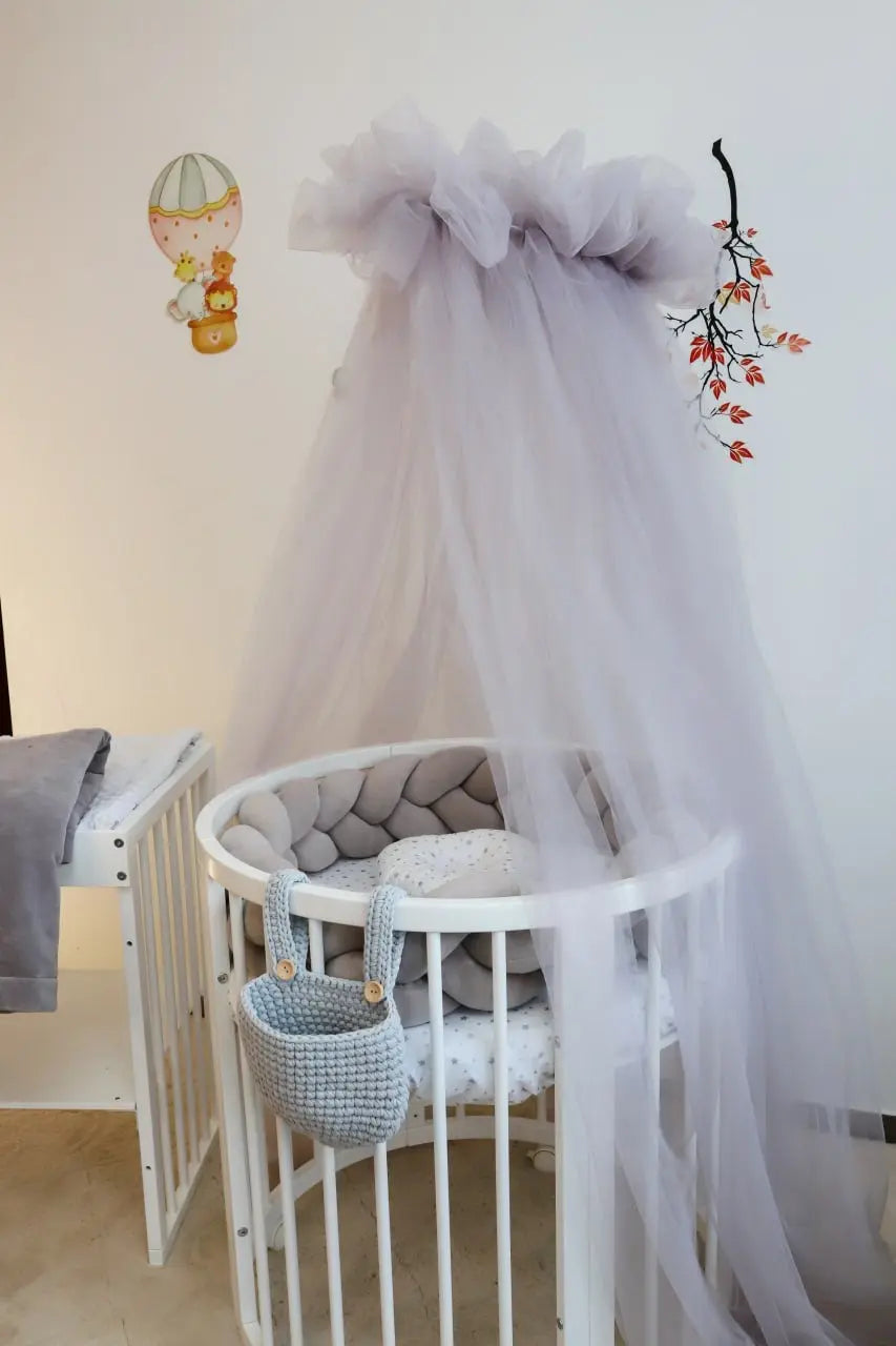 Set lenjerie pătuț bebe / lenjerie gri pătuț bebe / Gri elegant Meriess