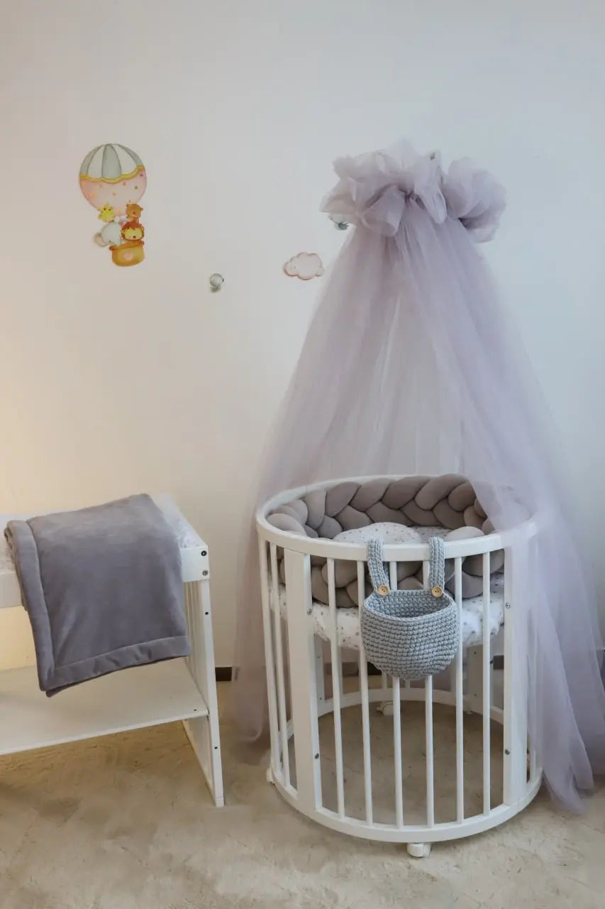 Set lenjerie pătuț bebe / lenjerie gri pătuț bebe / Gri elegant Meriess