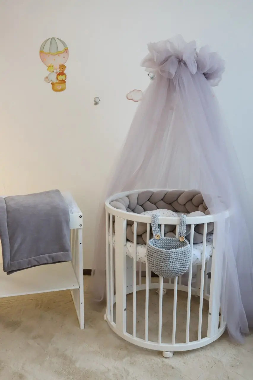 Set lenjerie pătuț bebe / lenjerie gri pătuț bebe / Gri elegant Meriess