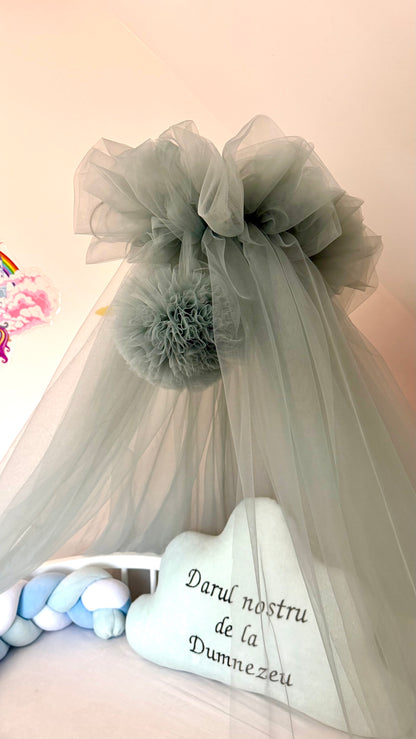 Baldachin fin, verde prăfuit