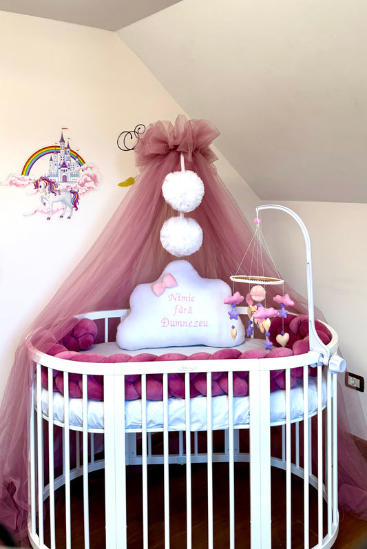 Set de accesorii în nuanțe de roz pentru pătuțul bebelușului