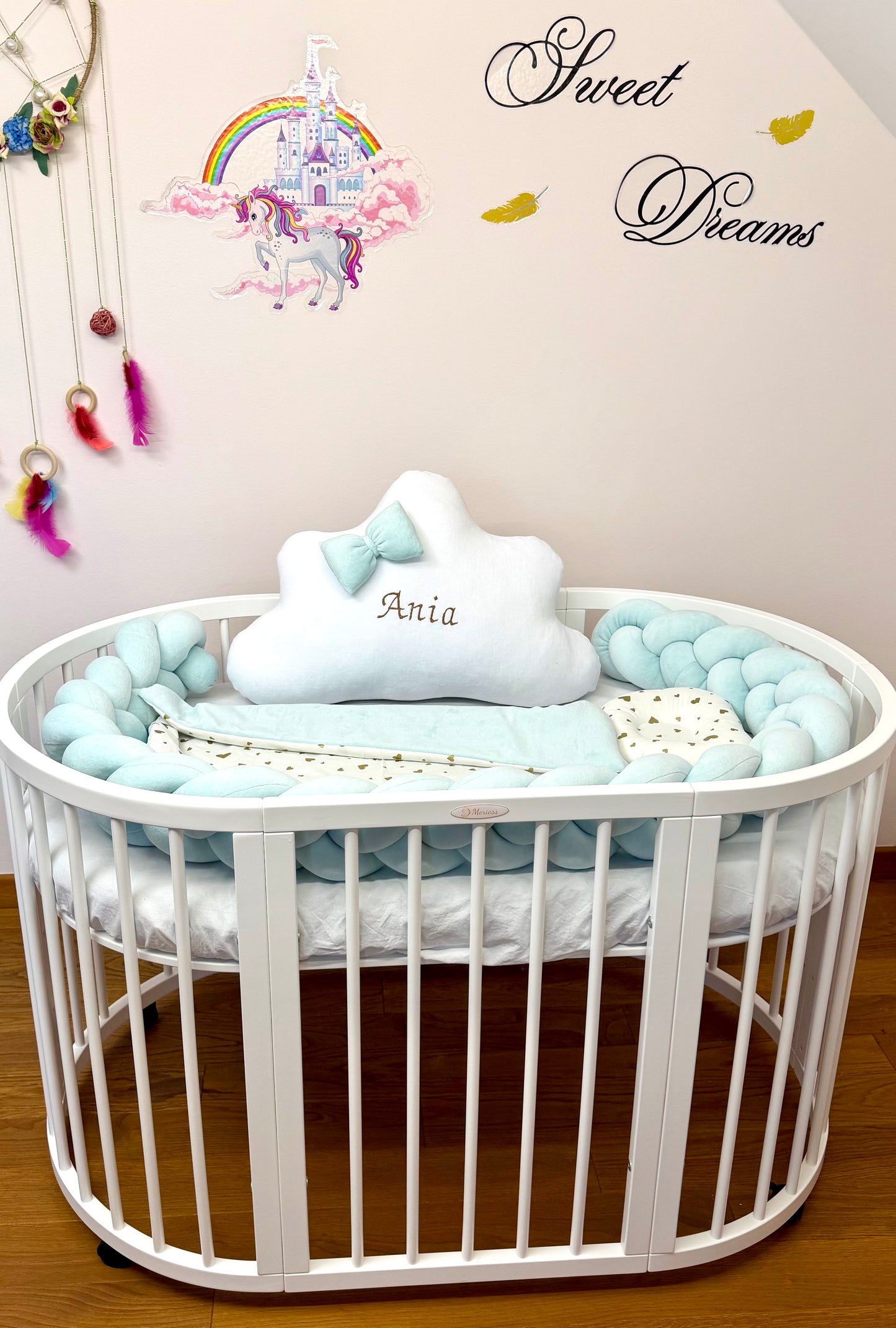 Set de lenjerie pentru pătuț bebeluș – Verde Mentă