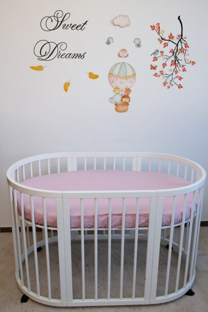 Cerceaf oval Roz prăfuit pentru pătuț bebe 125x75/ bumbac-ranforce Roz vechi