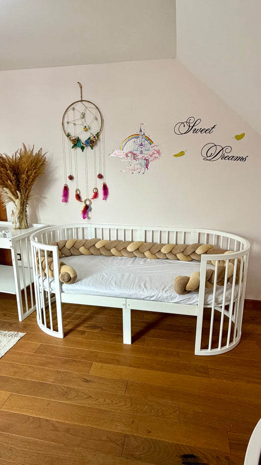 Protecție împletită pentru pătuț – 350 cm maro+bej