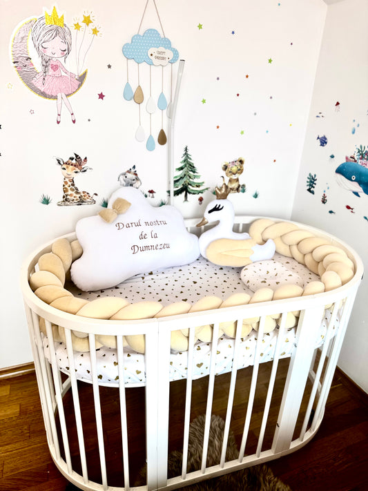 Set crem de accesorii personalizate pentru pătuțul bebelușului