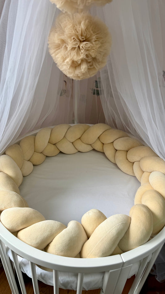 Set protecție bej pentru pătuț de bebeluș