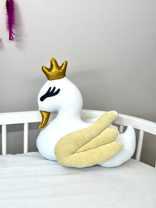Lebădă decorativă din velur moale cu umplutură hipoalergenică – decor pentru camera copilului. BEJ