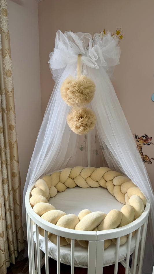 Set protecție bej pentru pătuț de bebeluș