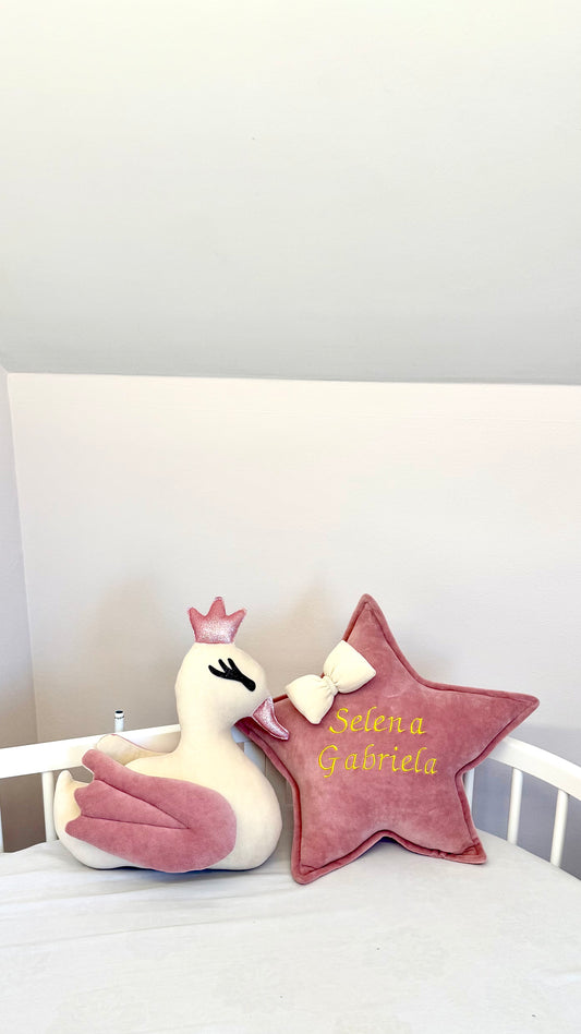 Set pernuțe: stea și lebădă regală. Roz prăfuit.